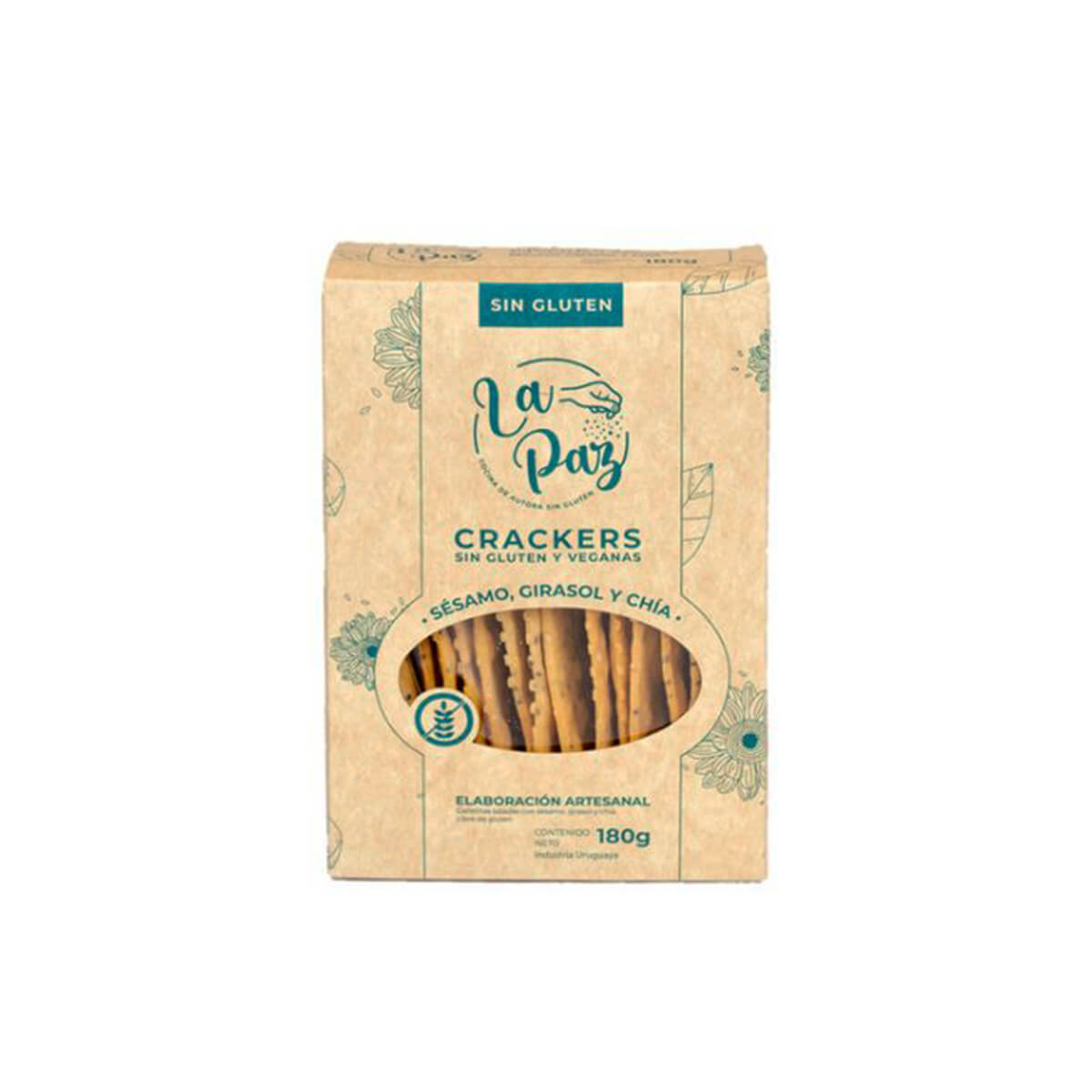 LA PAZ GALLETA SIN GLUTEN Y VEGANAS CRACKERS SESAMO, GIRASOL, Y CHIA