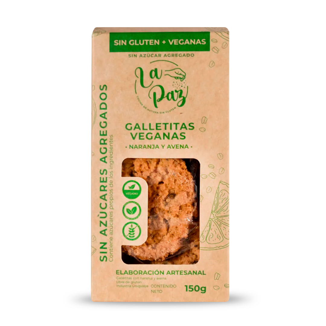 LA PAZ GALLETA SIN GLUTEN Y VEGANAS GALLETITAS NARANJA Y AVENA
