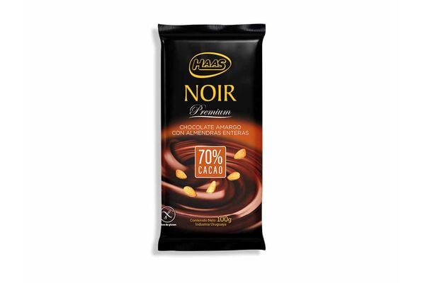 HAAS CHOCOLATE EN BARRA PREMIUM AMARGO 70 % CACAO, CON ALMENDRAS