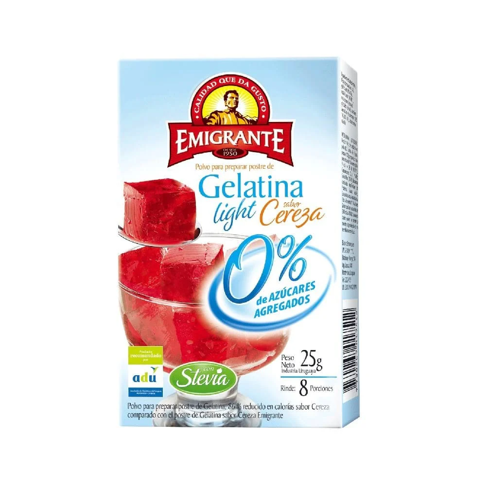 Gelatina light sabor cereza 8 porciones - Emigrante
