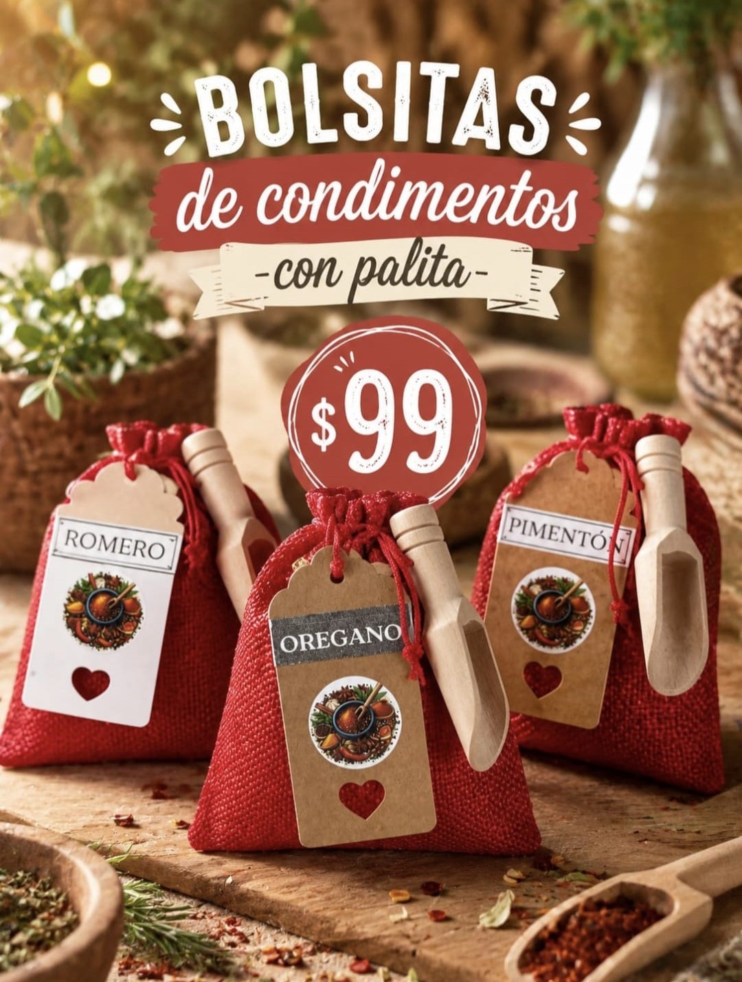 BOLSITAS DE CONDIMENTOS CON PALITA